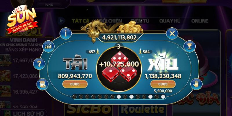 Ảnh Tài Xỉu Sunwin - Minh Họa Chân Thực Sân Chơi Xanh Chín 4 Giao diện tài xỉu Sunwin được phối màu bắt mắt