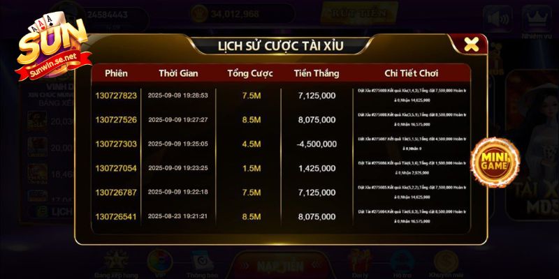 Ảnh Tài Xỉu Sunwin - Minh Họa Chân Thực Sân Chơi Xanh Chín 6 Lịch sử cược do người chơi chia sẻ