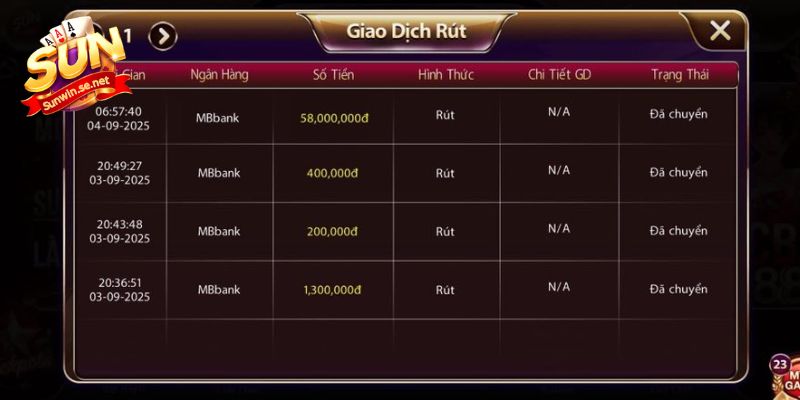 Ảnh Tài Xỉu Sunwin - Minh Họa Chân Thực Sân Chơi Xanh Chín 15 Hình ảnh giao dịch rút thưởng qua ngân hàng MBbank